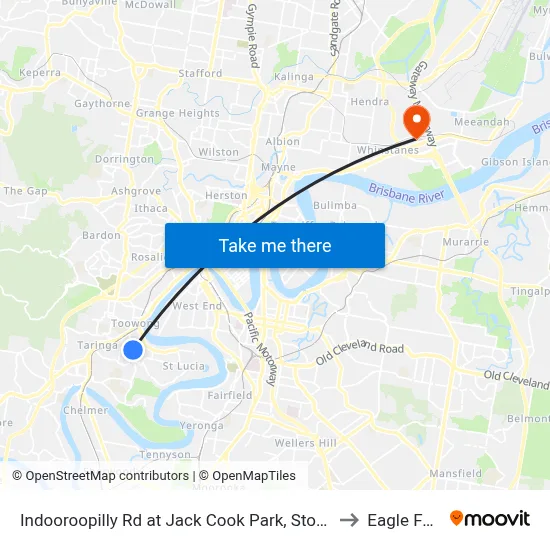 Indooroopilly Rd at Jack Cook Park, Stop 18/19 to Eagle Farm map
