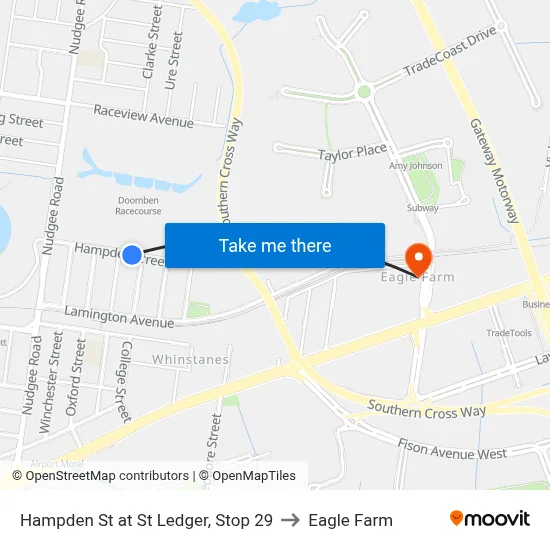 Hampden St at St Ledger, Stop 29 to Eagle Farm map