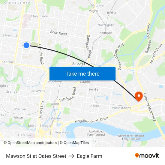 Mawson St at Oates Street to Eagle Farm map