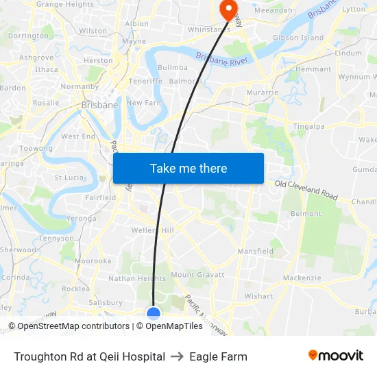 Troughton Rd at Qeii Hospital to Eagle Farm map