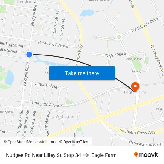 Nudgee Rd Near Lilley St, Stop 34 to Eagle Farm map