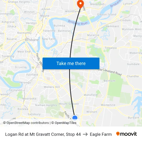 Logan Rd at Mt Gravatt Corner, Stop 44 to Eagle Farm map