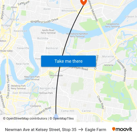Newman Ave at Kelsey Street, Stop 35 to Eagle Farm map