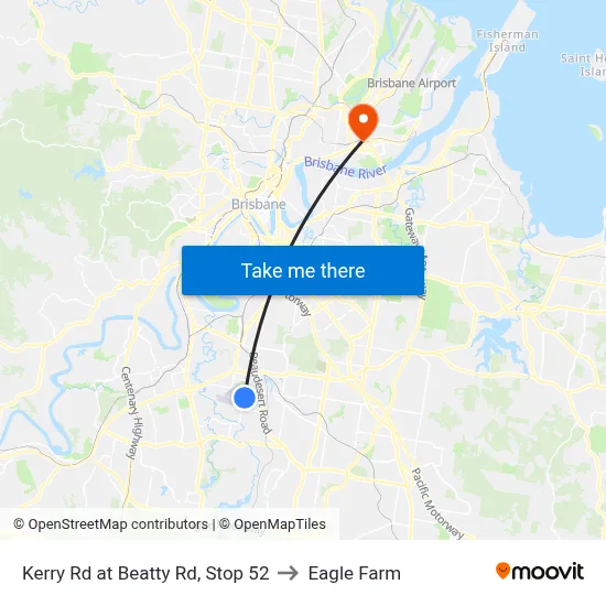 Kerry Rd at Beatty Rd, Stop 52 to Eagle Farm map