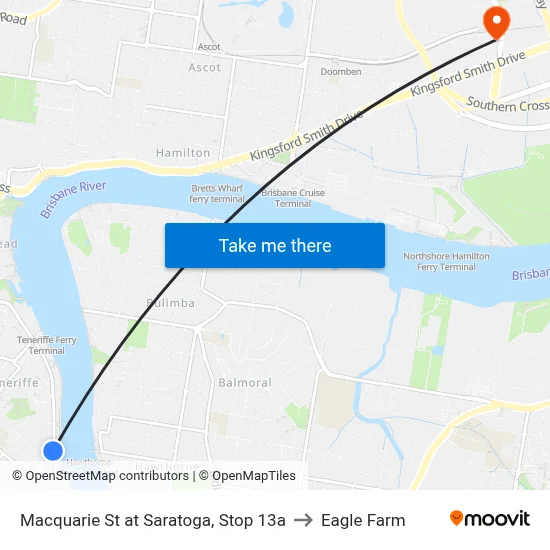 Macquarie St at Saratoga, Stop 13a to Eagle Farm map