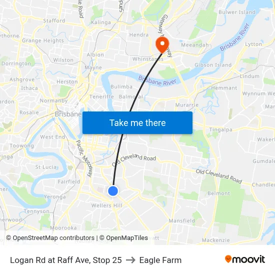 Logan Rd at Raff Ave, Stop 25 to Eagle Farm map