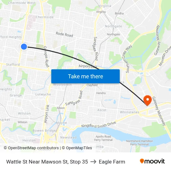 Wattle St Near Mawson St, Stop 35 to Eagle Farm map