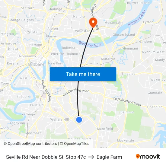 Seville Rd Near Dobbie St, Stop 47c to Eagle Farm map