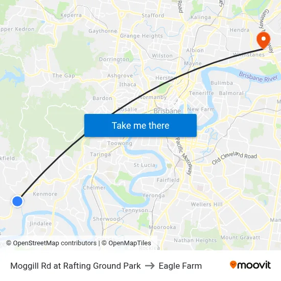 Moggill Rd at Rafting Ground Park to Eagle Farm map