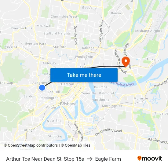 Arthur Tce Near Dean St, Stop 15a to Eagle Farm map