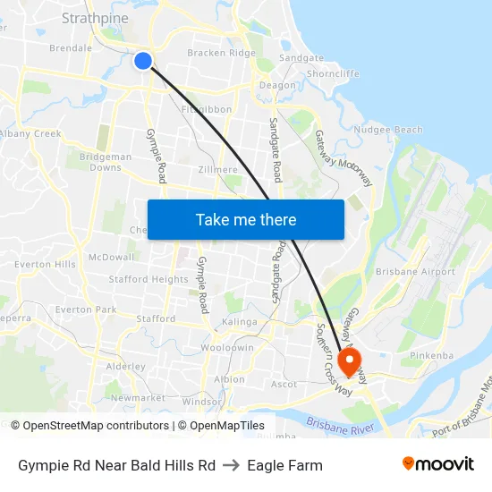 Gympie Rd Near Bald Hills Rd to Eagle Farm map