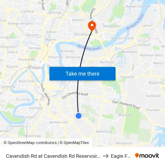 Cavendish Rd at Cavendish Rd Reservoir, Stop 40 to Eagle Farm map