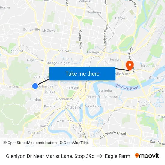 Glenlyon Dr Near Marist Lane, Stop 39c to Eagle Farm map