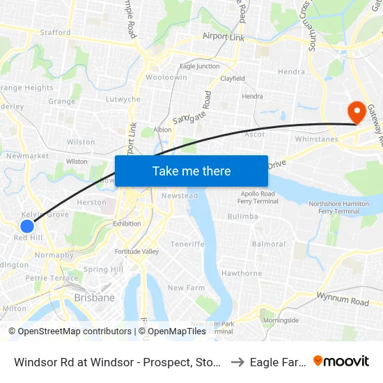 Windsor Rd at Windsor - Prospect, Stop 9 to Eagle Farm map