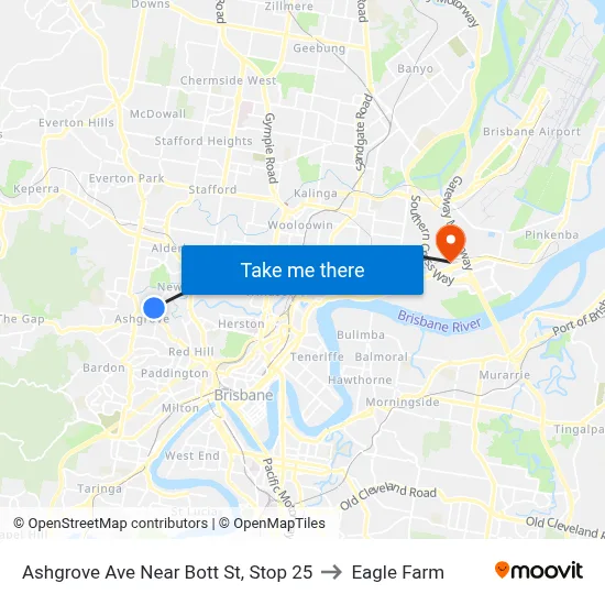 Ashgrove Ave Near Bott St, Stop 25 to Eagle Farm map