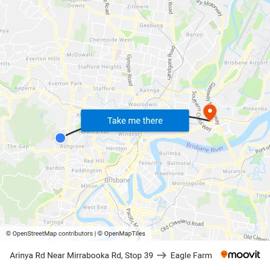 Arinya Rd Near Mirrabooka Rd, Stop 39 to Eagle Farm map