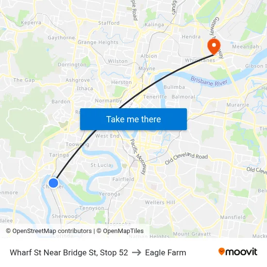 Wharf St Near Bridge St, Stop 52 to Eagle Farm map