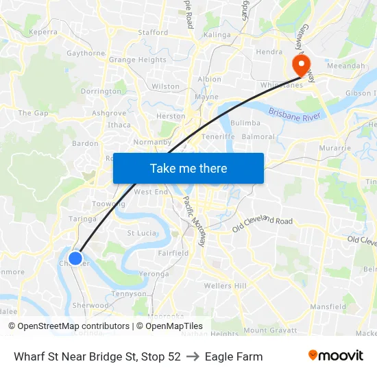 Wharf St Near Bridge St, Stop 52 to Eagle Farm map