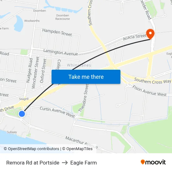 Remora Rd at Portside to Eagle Farm map