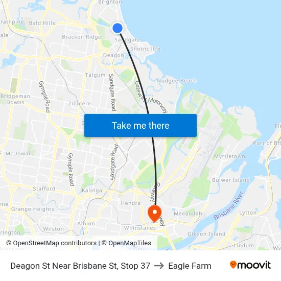 Deagon St Near Brisbane St, Stop 37 to Eagle Farm map