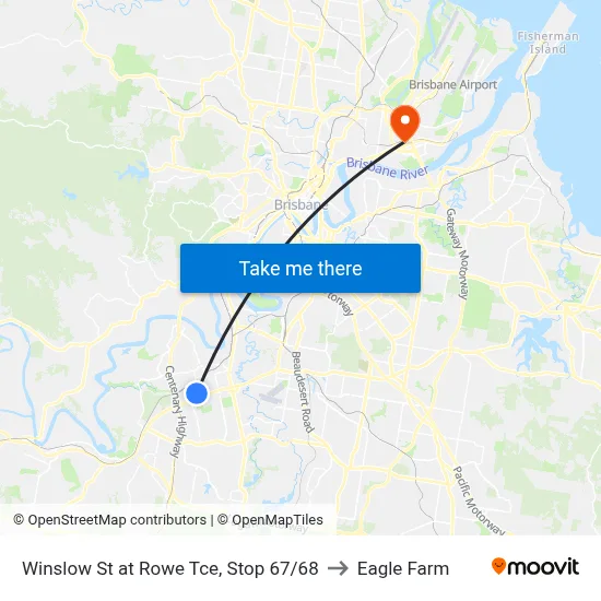 Winslow St at Rowe Tce, Stop 67/68 to Eagle Farm map