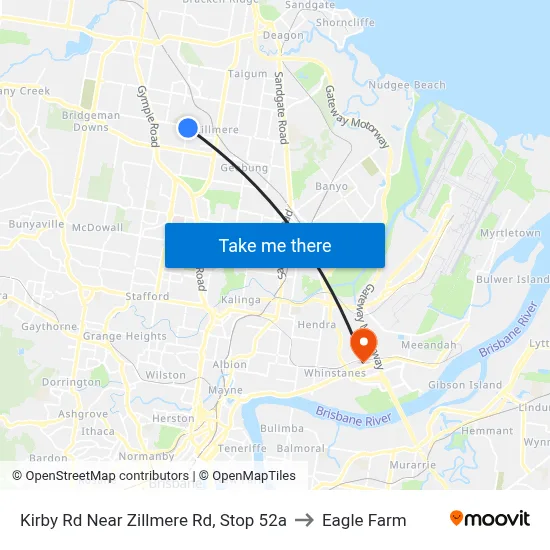 Kirby Rd Near Zillmere Rd, Stop 52a to Eagle Farm map