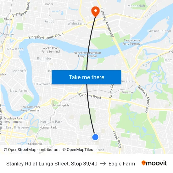 Stanley Rd at Lunga Street, Stop 39/40 to Eagle Farm map