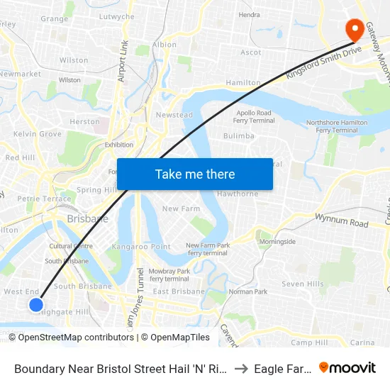 Boundary Near Bristol Street Hail 'N' Ride to Eagle Farm map