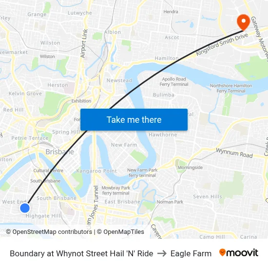 Boundary at Whynot Street Hail 'N' Ride to Eagle Farm map