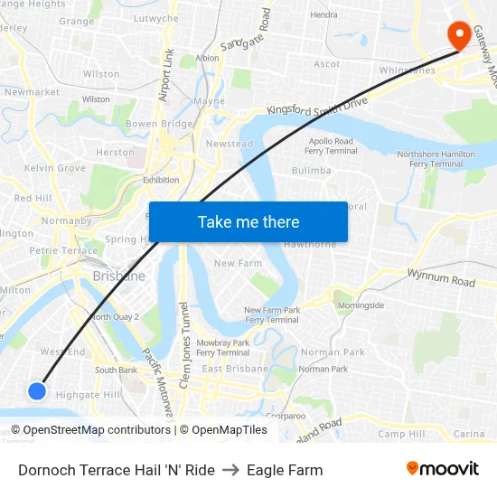 Dornoch Terrace Hail 'N' Ride to Eagle Farm map