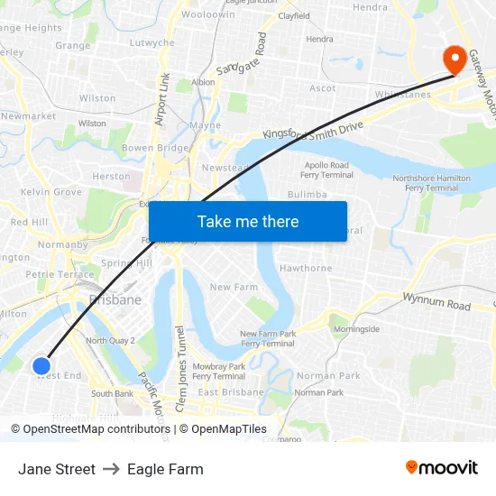 Jane Street to Eagle Farm map