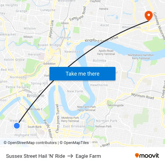 Sussex Street Hail 'N' Ride to Eagle Farm map