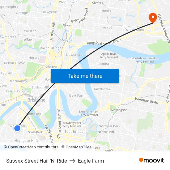 Sussex Street Hail 'N' Ride to Eagle Farm map
