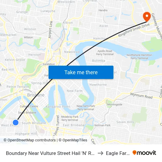 Boundary Near Vulture Street Hail 'N' Ride to Eagle Farm map
