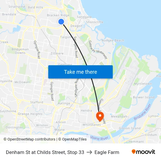 Denham St at Childs Street, Stop 33 to Eagle Farm map