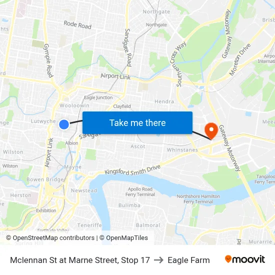 Mclennan St at Marne Street, Stop 17 to Eagle Farm map