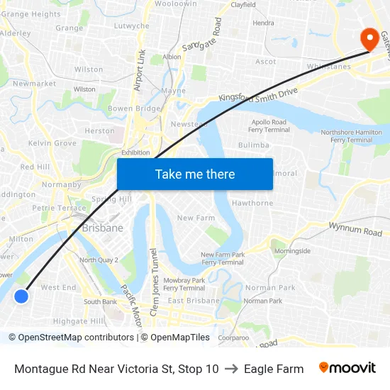 Montague Rd Near Victoria St, Stop 10 to Eagle Farm map
