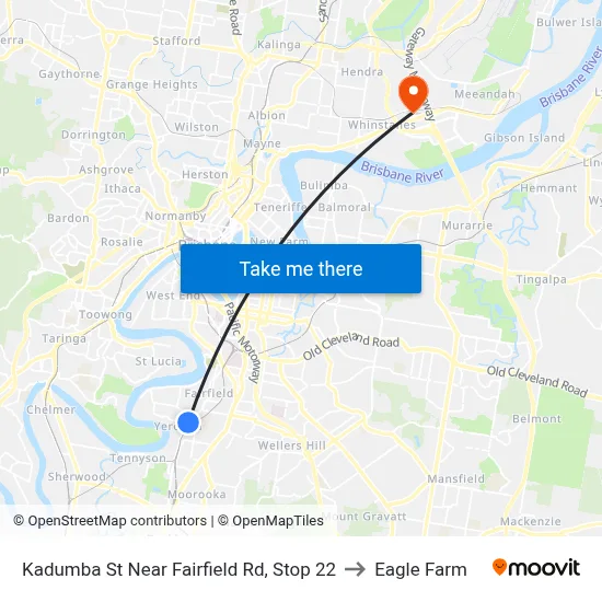 Kadumba St Near Fairfield Rd, Stop 22 to Eagle Farm map