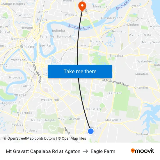 Mt Gravatt Capalaba Rd at Agaton to Eagle Farm map