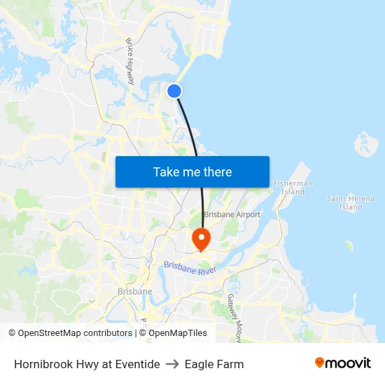 Hornibrook Hwy at Eventide to Eagle Farm map