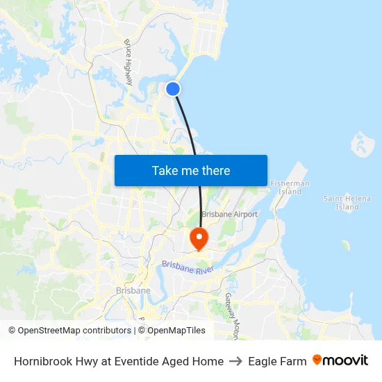 Hornibrook Hwy at Eventide Aged Home to Eagle Farm map