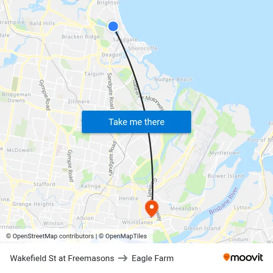 Wakefield St at Freemasons to Eagle Farm map