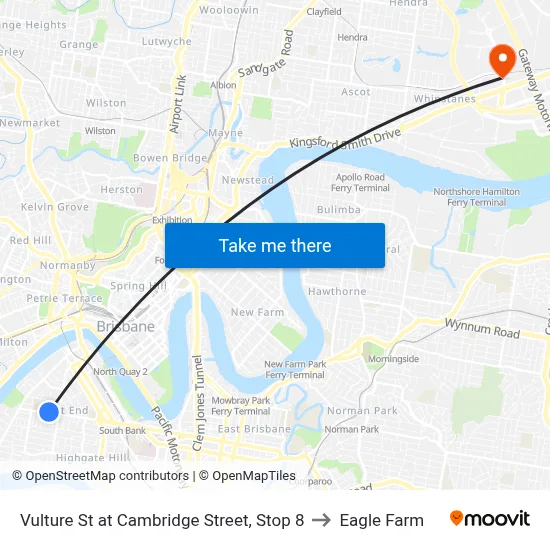Vulture St at Cambridge Street, Stop 8 to Eagle Farm map