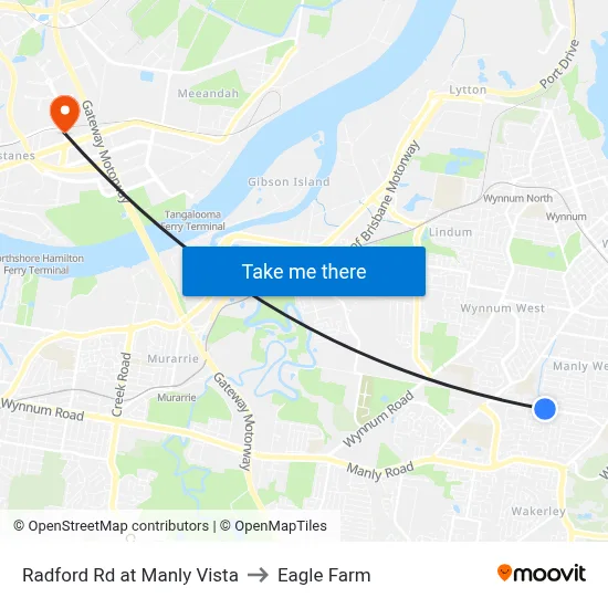 Radford Rd at Manly Vista to Eagle Farm map