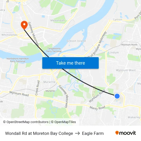 Wondall Rd at Moreton Bay College to Eagle Farm map