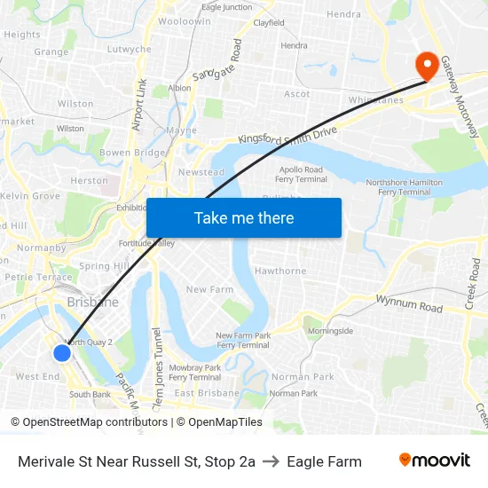 Merivale St Near Russell St, Stop 2a to Eagle Farm map