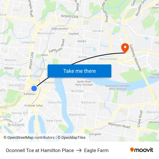 Oconnell Tce at Hamilton Place to Eagle Farm map