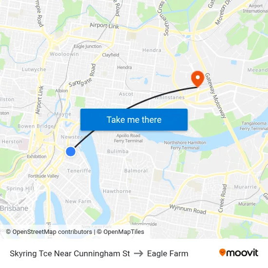Skyring Tce Near Cunningham St to Eagle Farm map