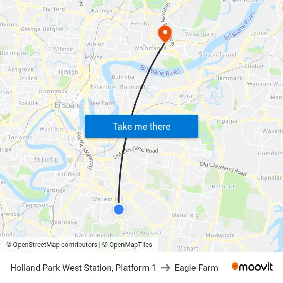 Holland Park West Station, Platform 1 to Eagle Farm map
