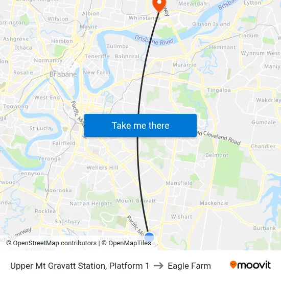 Upper Mt Gravatt Station, Platform 1 to Eagle Farm map